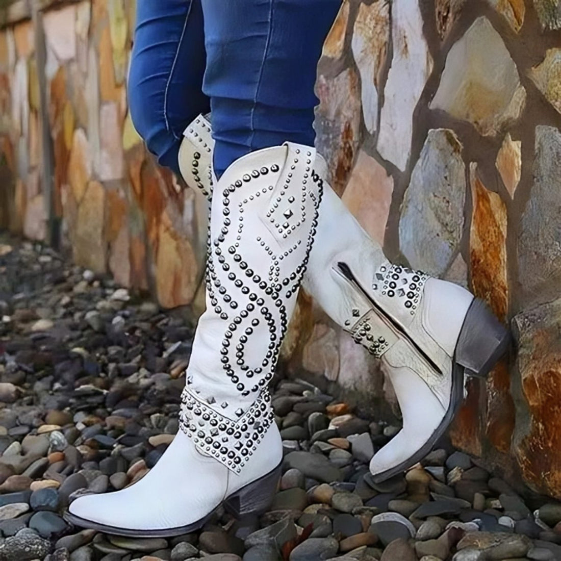 Santiags Femme – Cloutées, Western Talon Bloc