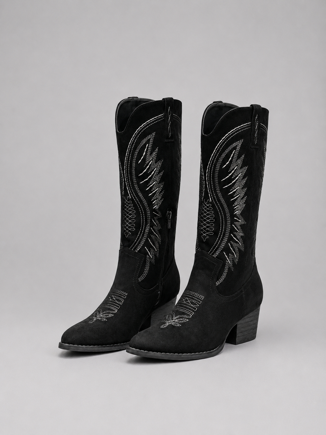 Santiags Femme – Cowboy Aspect Daim, Bout Pointu