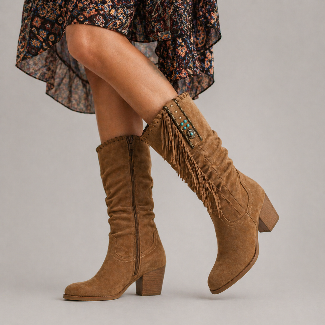 Santiags Femme – Cowboy Franges, Bout Pointu