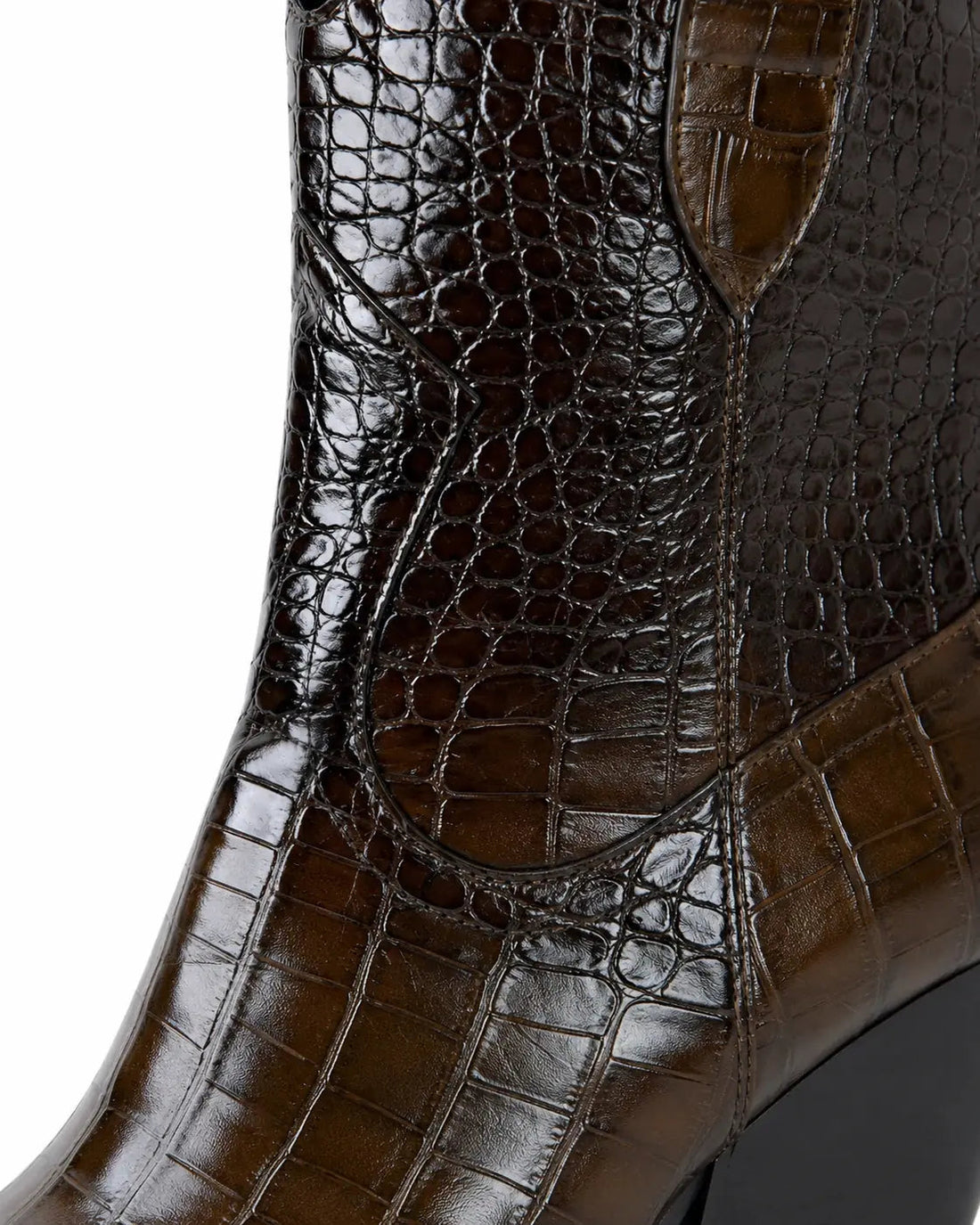 Santiags Femme – Effet Croco Talon, Bout Pointu