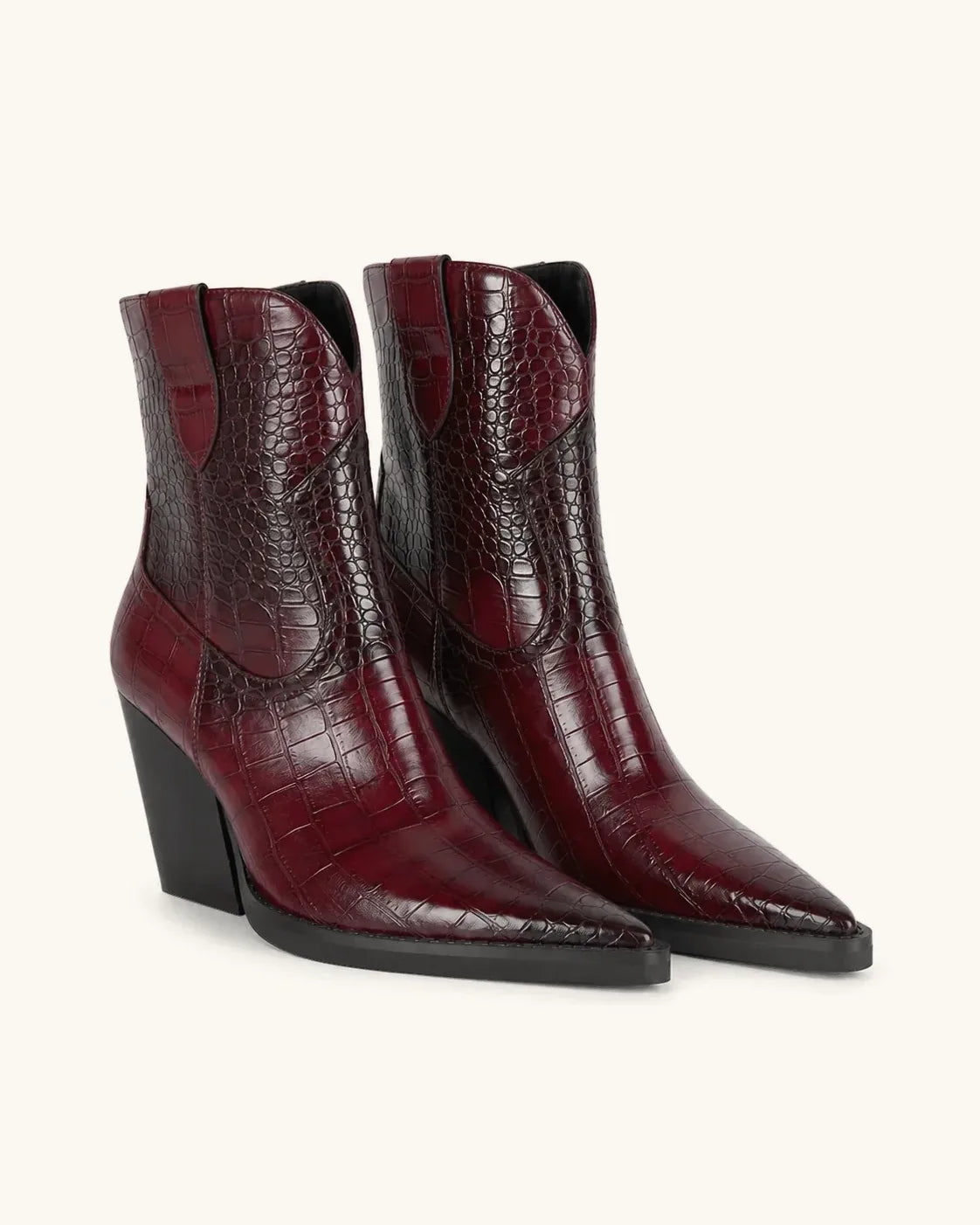 Santiags Femme – Effet Croco Talon, Bout Pointu