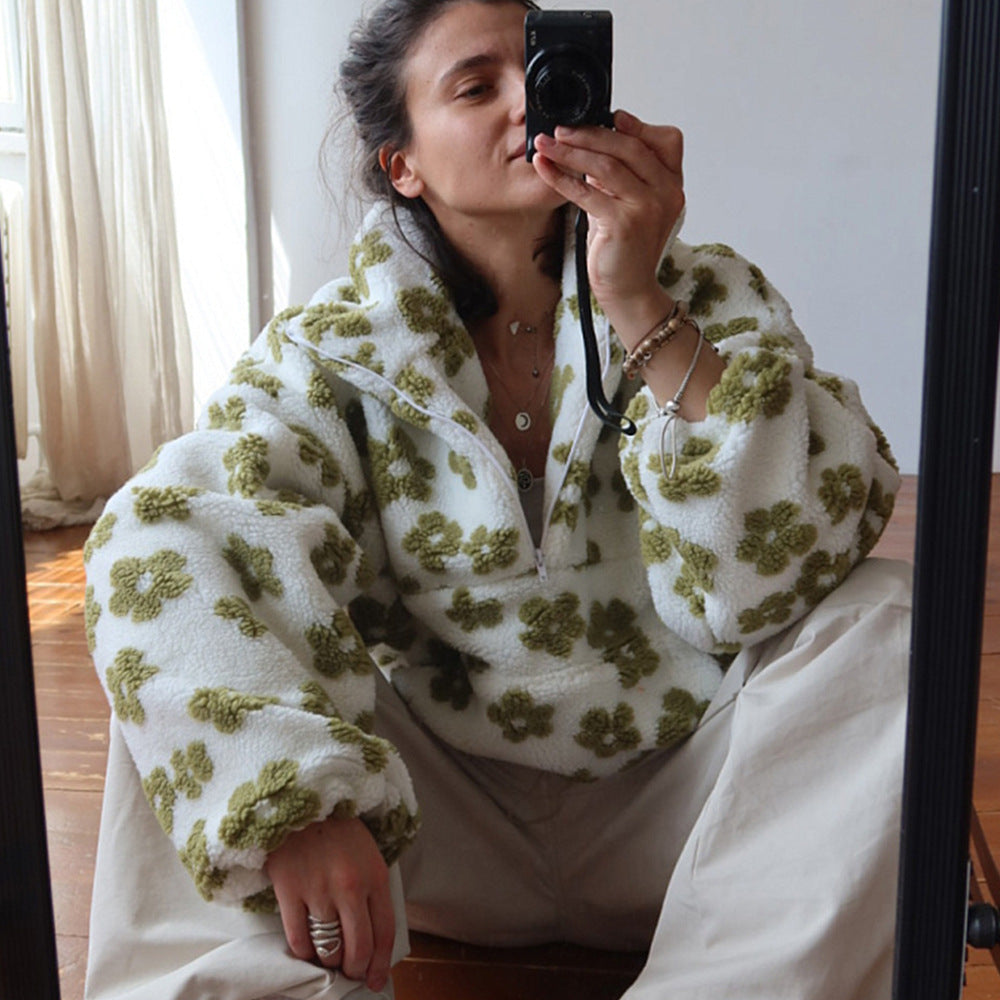 Sweat Femme – Molletonné, Fermeture Éclair Poche