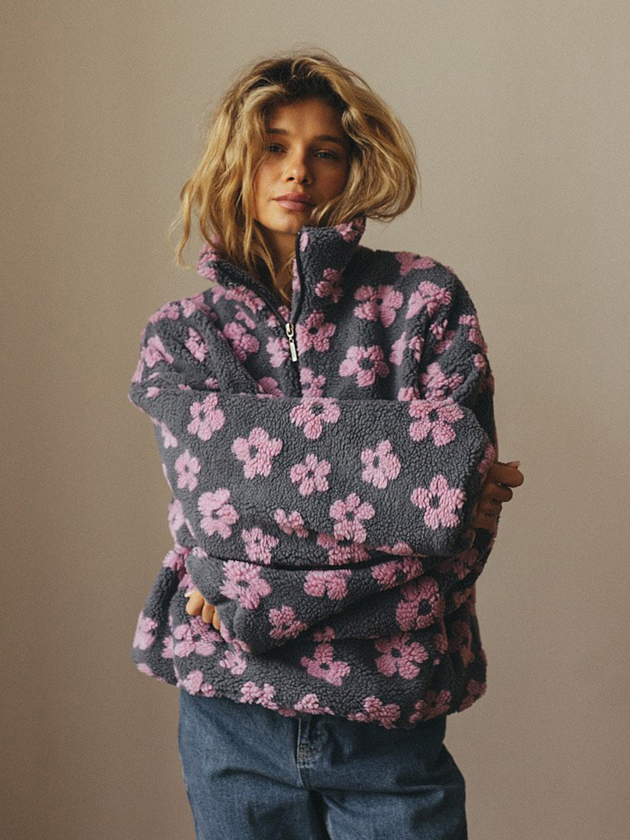 Sweat Femme – Molletonné, Fermeture Éclair Poche