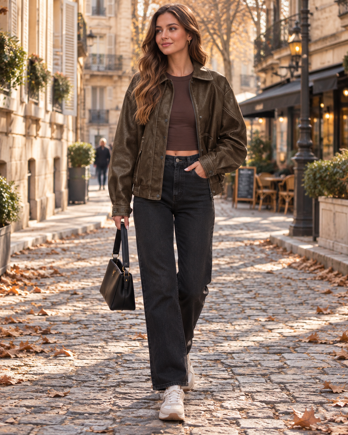 Veste Femme – Aspect Cuir, Coupe Oversize