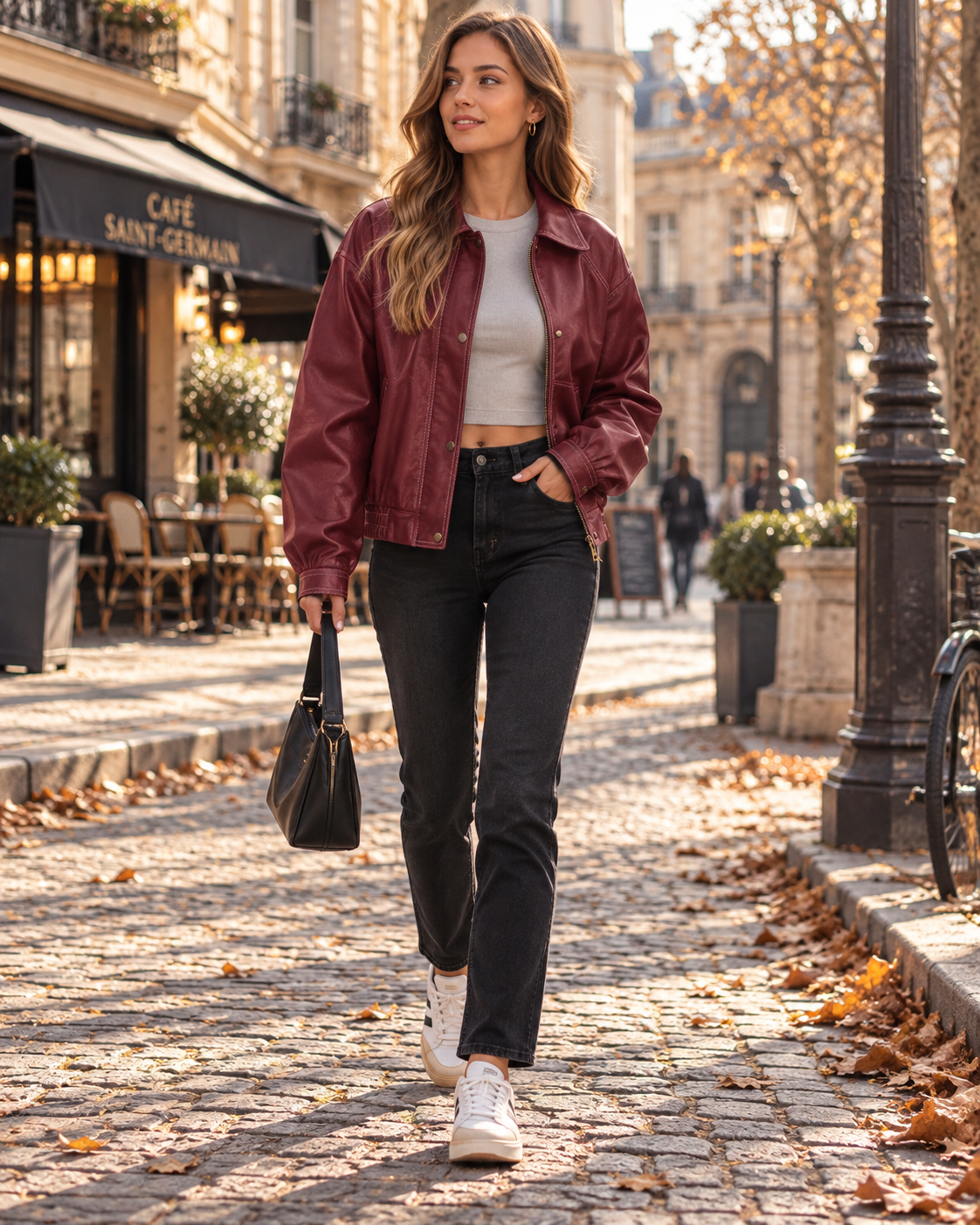 Veste Femme – Aspect Cuir, Coupe Oversize